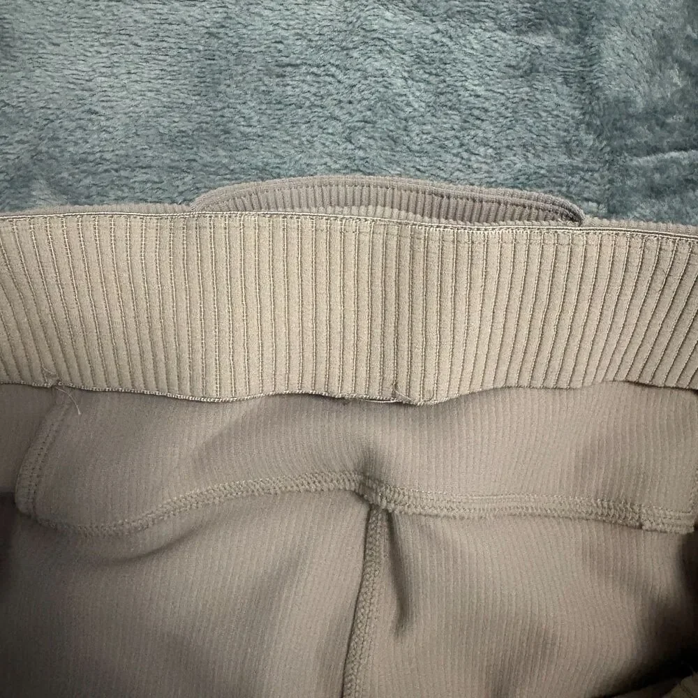 Lululemon Brushed Softstreme Ribbed Zip Hem Flared Pants Taupe Beige 6
